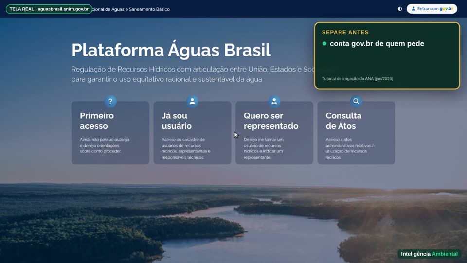 Página inicial da Plataforma Águas Brasil, da ANA