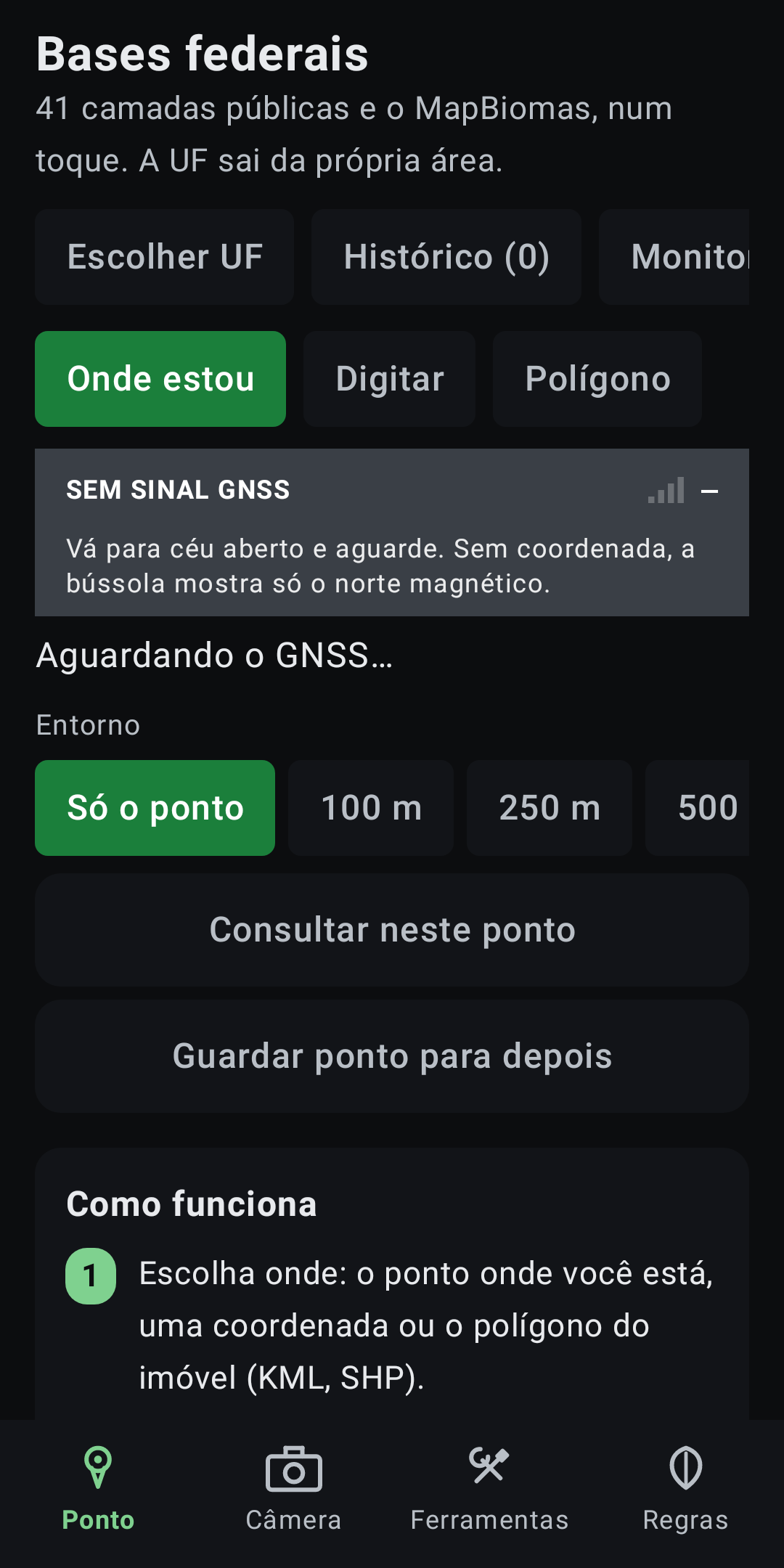 Consulta por ponto, raio ou polígono