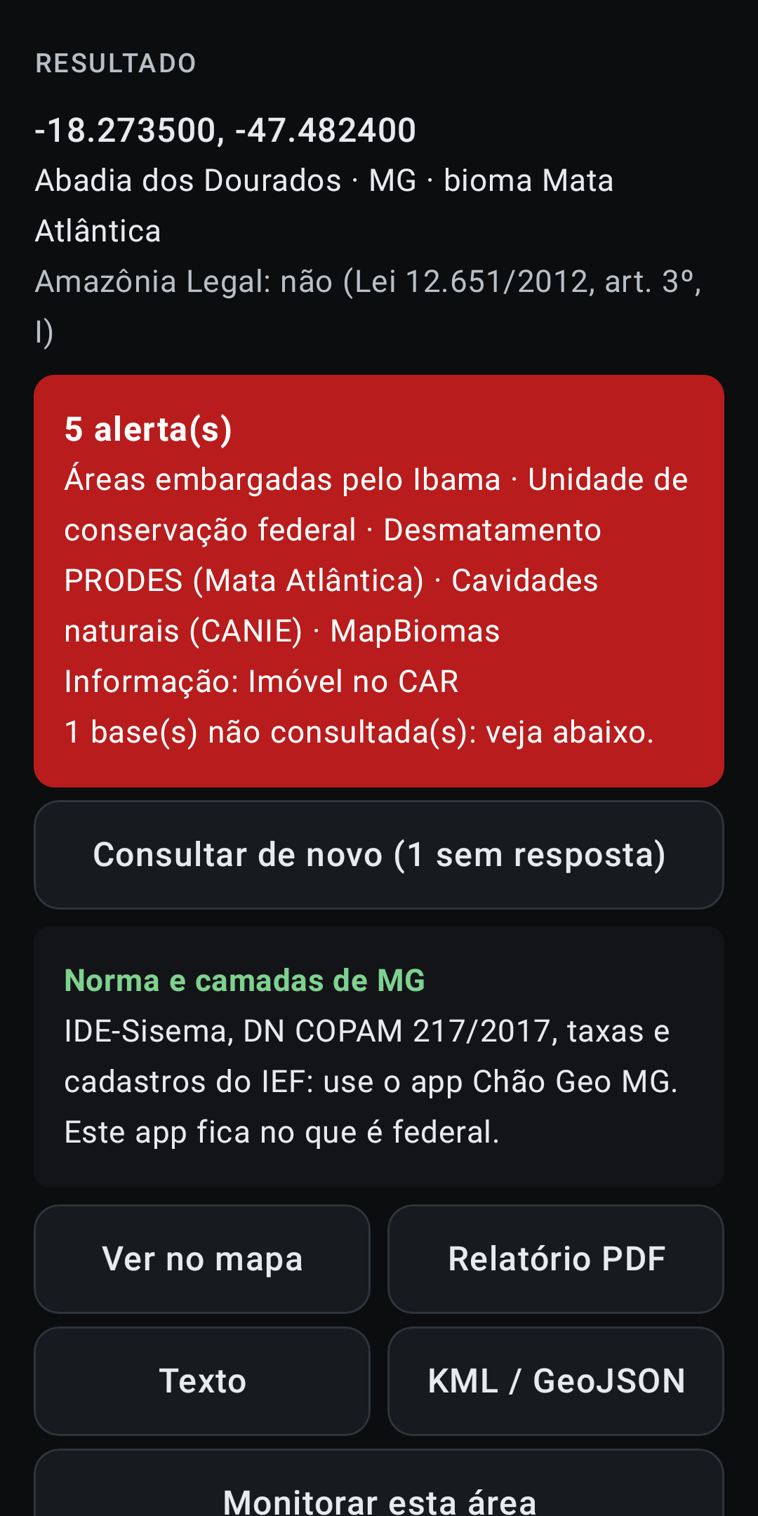 Resultado com semáforo de triagem (exemplo)