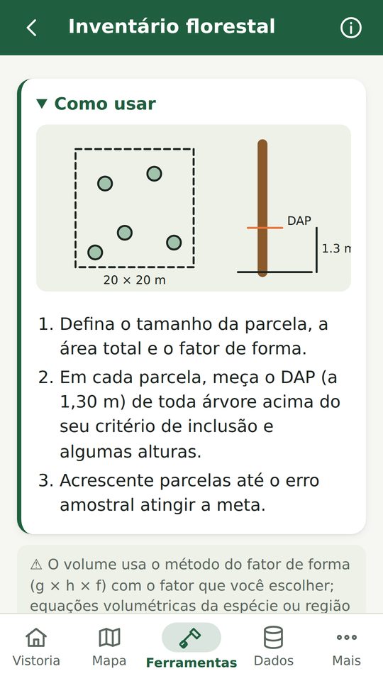 Inventário florestal com erro amostral